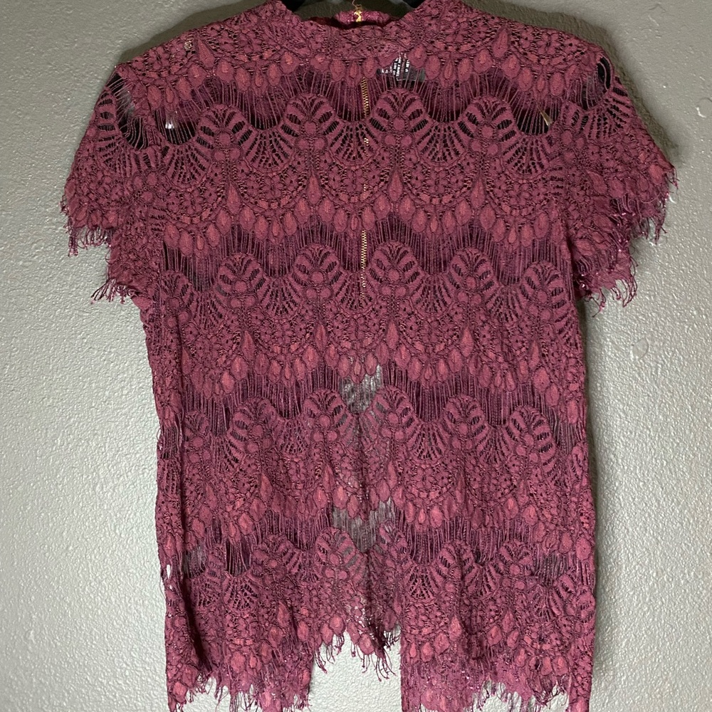 Burgundy Lace Top